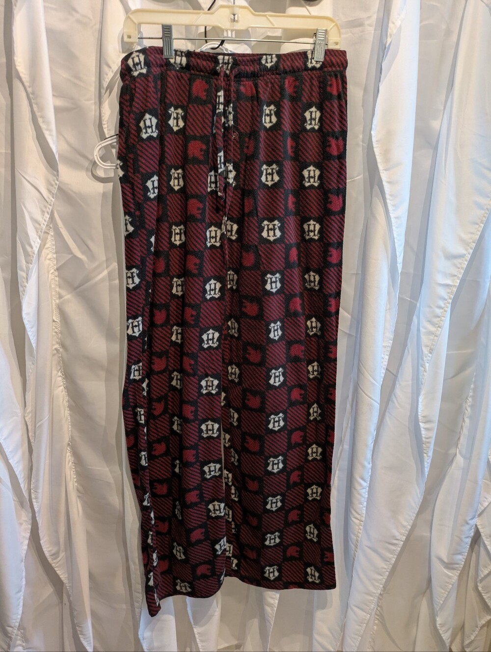 D1 Harry Potter Hogwarts Fleece Pajama Pants Red Black Plaid XXL